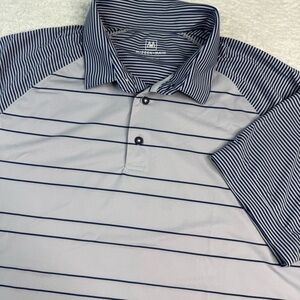 Mizzen + Main Grey Medium Classic Versa Polo‎ Shirt Strep Grey Navy XL
